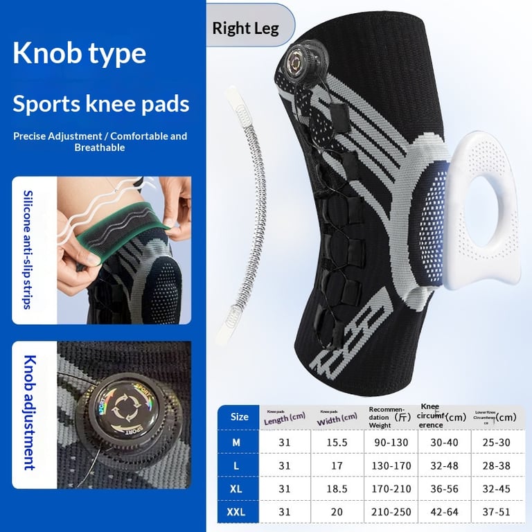 Upgraded Knob-Style Sports Knee Brace Outdoor Running Shock-Absorbing Adjustable Silicone Knee Protector thumbnail 17