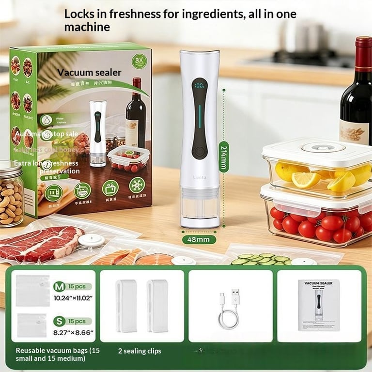 Vacuum Food Packaging Bag Set & Freshness Preserver | Home & Kitchen thumbnail 11