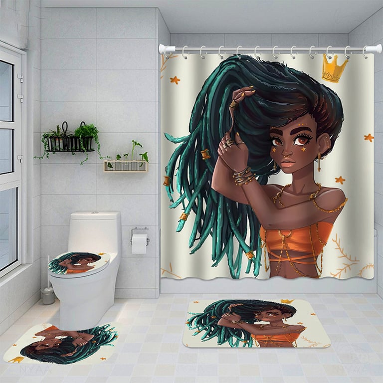 Artistic Shower Curtain 4-Piece Set with Bath Mats | Captain Fam thumbnail 10