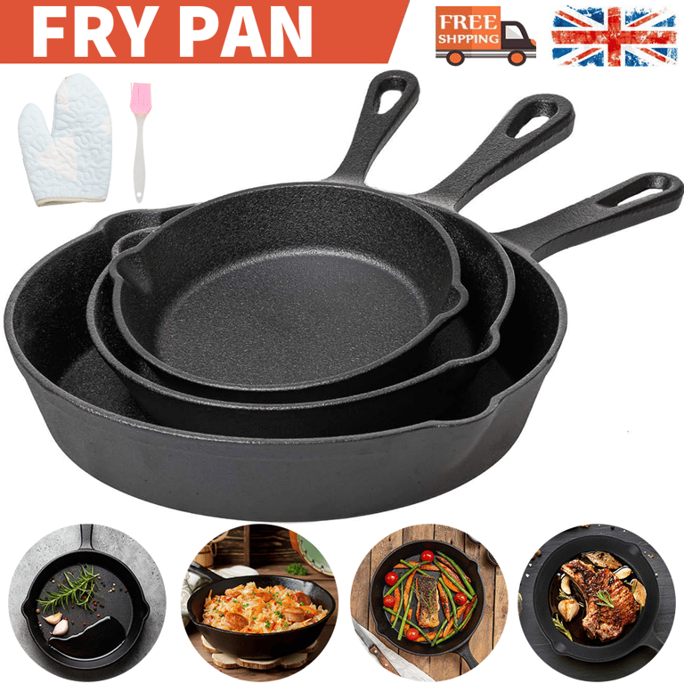 3-Piece Cast Iron Skillet Set | Pre-Seasoned Non-Stick Frying Pans thumbnail 20