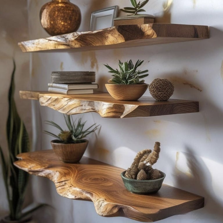 Old Elm Single-Bar Shelf Storage Rack Bookshelf | Live-Edge Design thumbnail 7