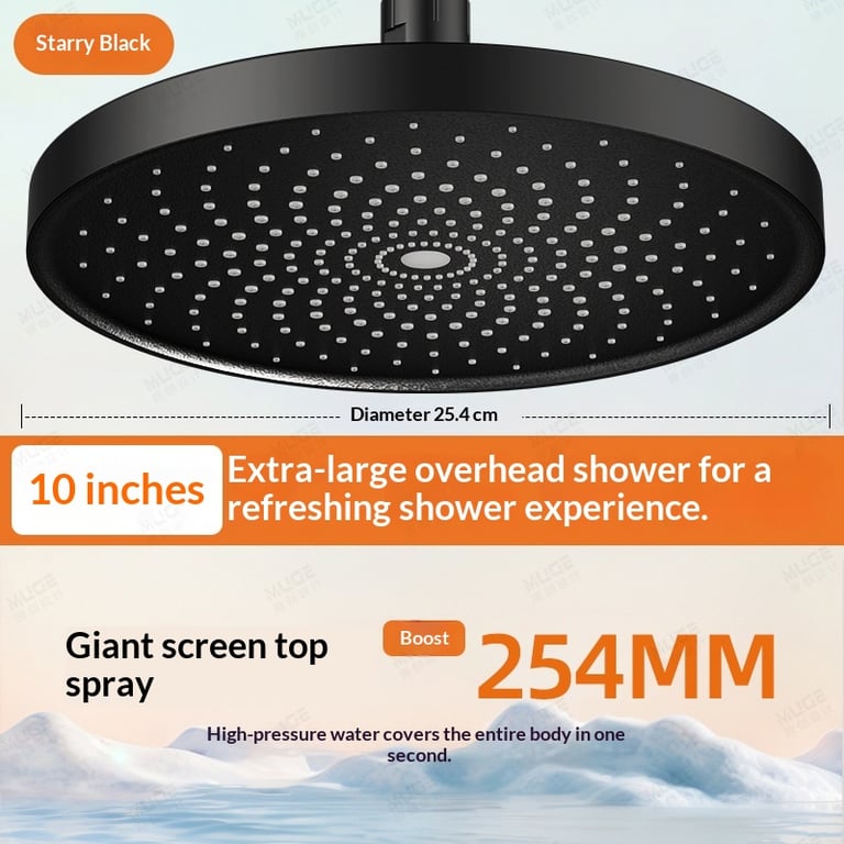 Stainless Steel Pressurized Shower Head 10" | High-Pressure Flow thumbnail 8