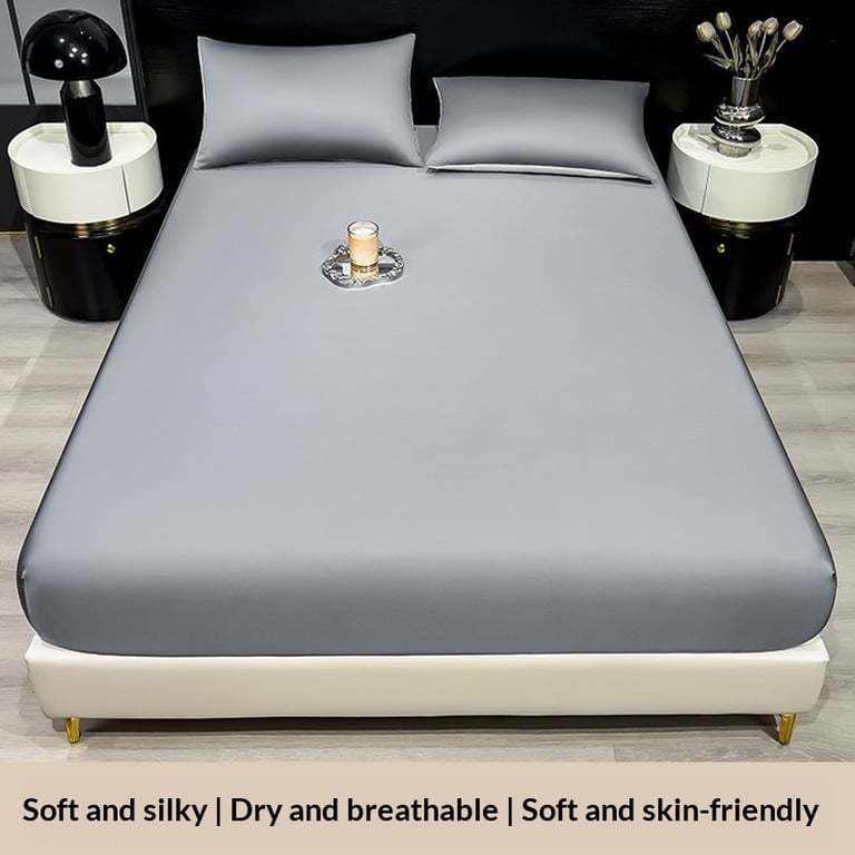 Summer Solid-Color Ice Silk Fitted Sheet | Cooling Bedding Canada thumbnail 10