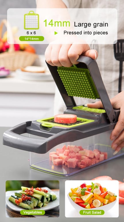 15-In-1 Vegetable Fruit Chopper Cutter for Home & Kitchen | Food Dicer Slicer thumbnail 15