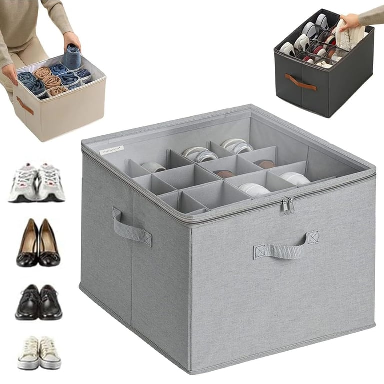 Foldable Fabric Shoe Storage Box with Dividers | Organize & Protect thumbnail 11