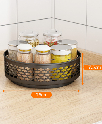 Rotating Spice Rack Carbon Steel Floor-Standing Kitchen Shelf thumbnail 3