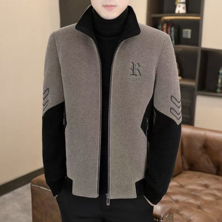 Men's Stand-Neck Jacket with Fleece Lining | Warm Thickened Outerwear thumbnail 7