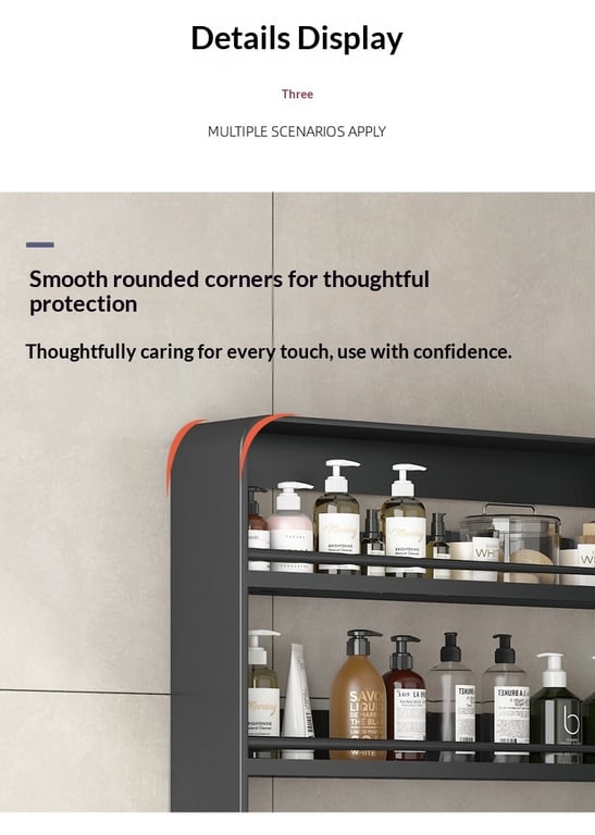 No-Drill Wall-Mounted Bathroom Shelf | Cosmetics Storage Rack Canada