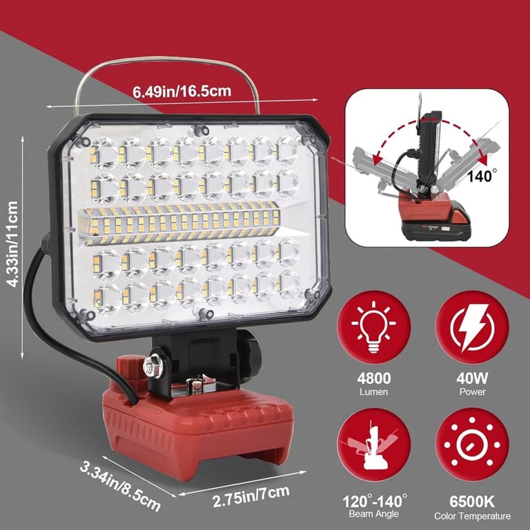 LED Work Light for Milwaukee M18 18V | Cordless USB Charging thumbnail 12