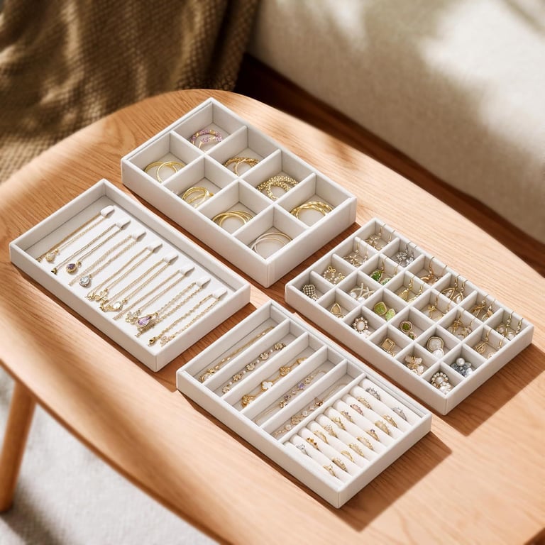 Drawer Tray Jewelry Box Earring Necklace Storage Velvet | Home & Kitchen thumbnail 8