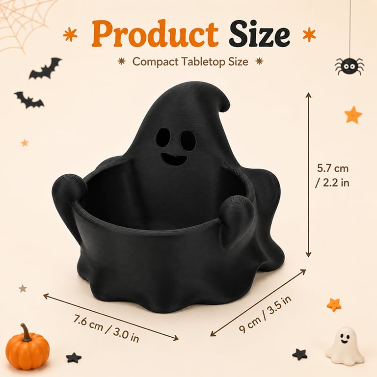 Cute Ghost Dice Holder Bowl, 3D Printed Tabletop Dice Storage Tray, Halloween Ghost Decor For RPG Board Game Fans thumbnail 7