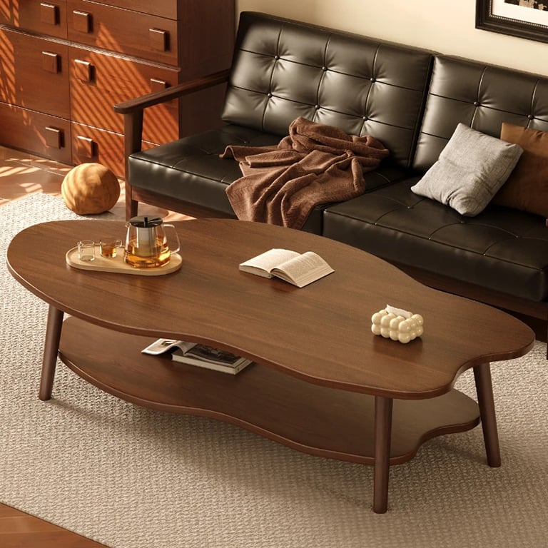 Cloud Coffee Table with Storage Shelf | Modern 2-Layer Design thumbnail 4