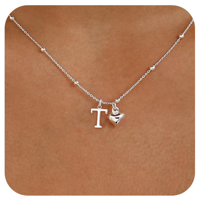 Personalized Initial Heart Pendant Necklace | Stainless Steel thumbnail 5