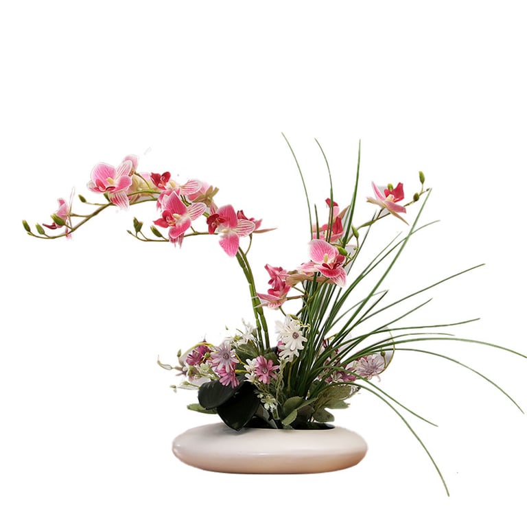 Silicone-Feel Dove Orchid Artificial Flower Arrangement | Modern Minimalist Home Decor thumbnail 1