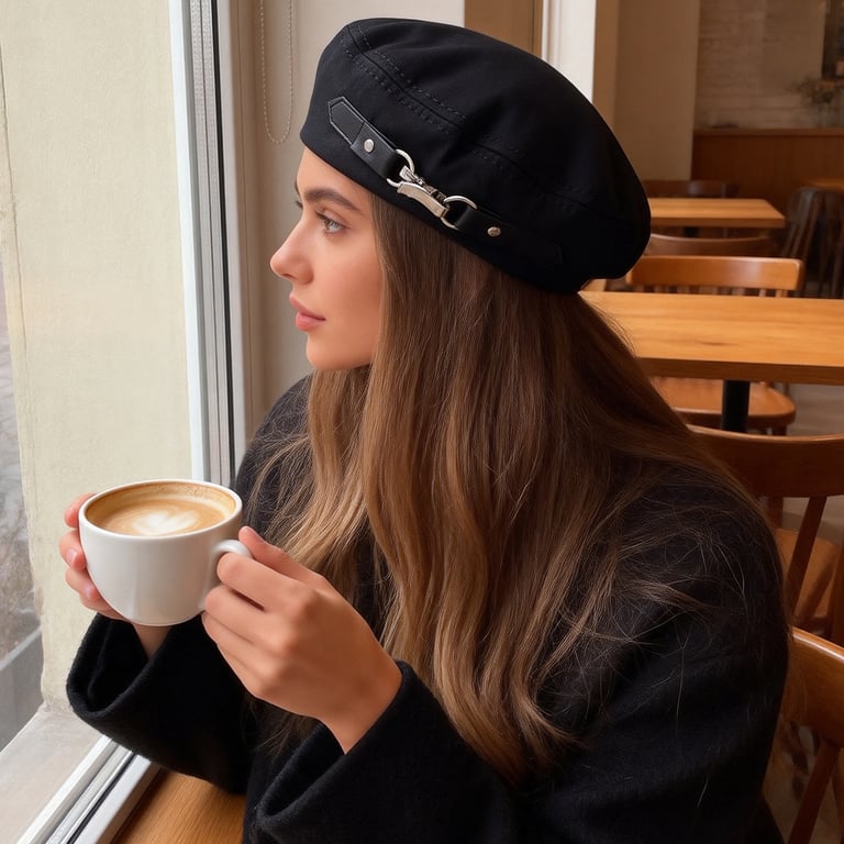 Black Leather Beret Cap | Japanese Style Baseball Hat Canada thumbnail 5