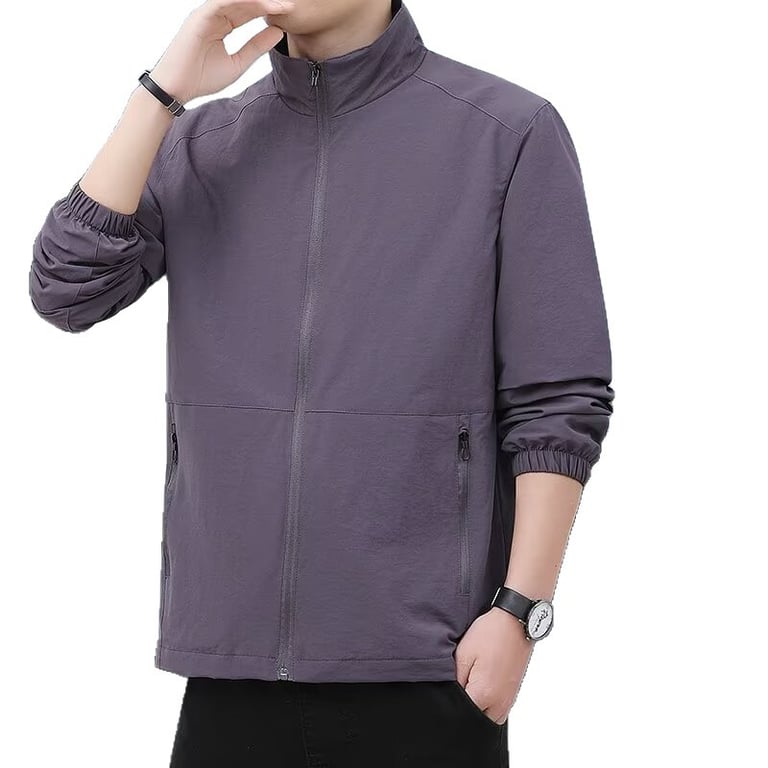 Men's Casual Stand-Up Collar Jacket | Lightweight Zip Windbreaker