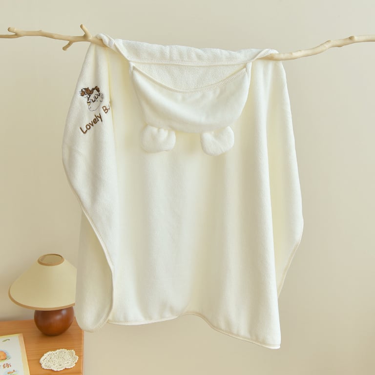 Baby Coral Fleece Hooded Cape Bath Towel | Absorbent & Quick-Drying thumbnail 1