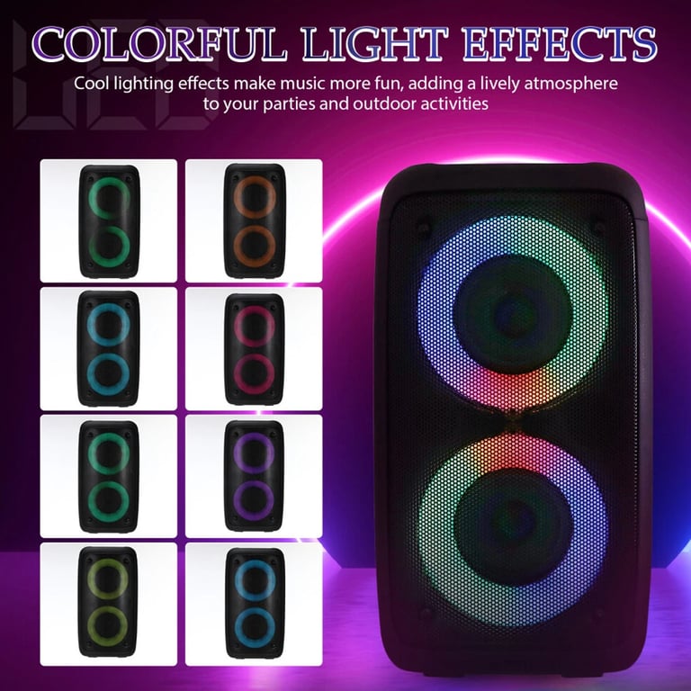 Portable Bluetooth Speaker Sub Woofer Heavy Bass Sound System Party & Mic thumbnail 9
