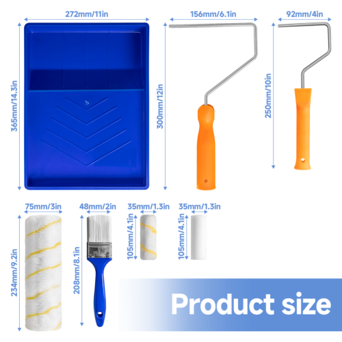 Paint Roller 9 Set Tray Rollers Soft Sleeves Brush Kit Decorating Painting Tool thumbnail 3