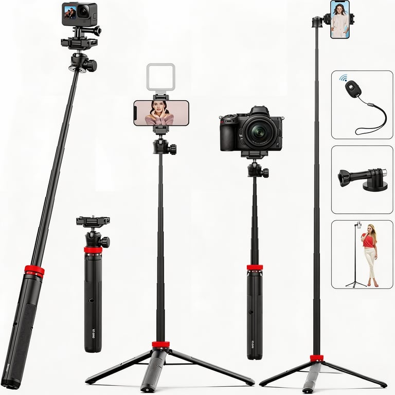 Portable Aluminum Alloy Selfie Stick For Phone Cameras | Home & Kitchen thumbnail 12