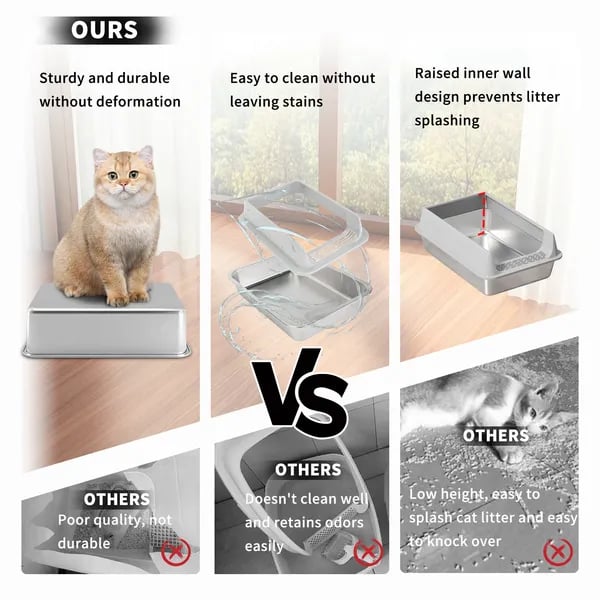 Stainless Steel Cat Litter Box | Non-Stick, Scratch Resistant, Odorless thumbnail 10