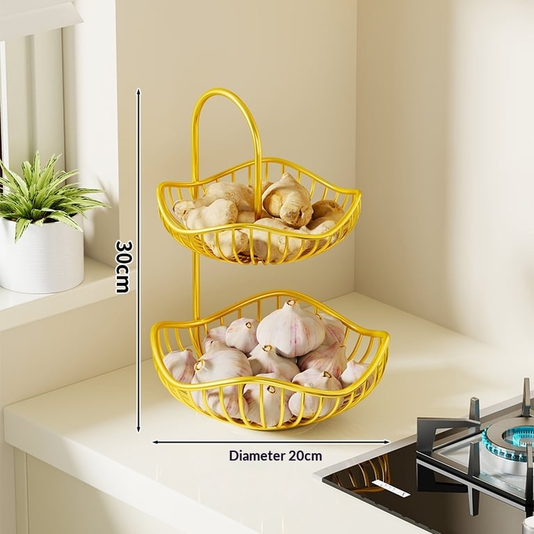 Kitchen Onion Ginger Garlic Basket Double-Layer Fruit Storage Rack thumbnail 16