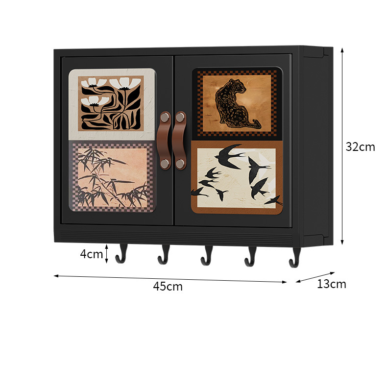 Wall-Mounted Bathroom Storage Cabinet | Decorative Doors & Hooks thumbnail 2