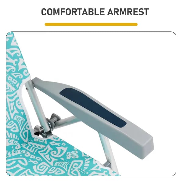 Aluminum Beach Chair with Headrest | Teal Tribal Folding Design thumbnail 5