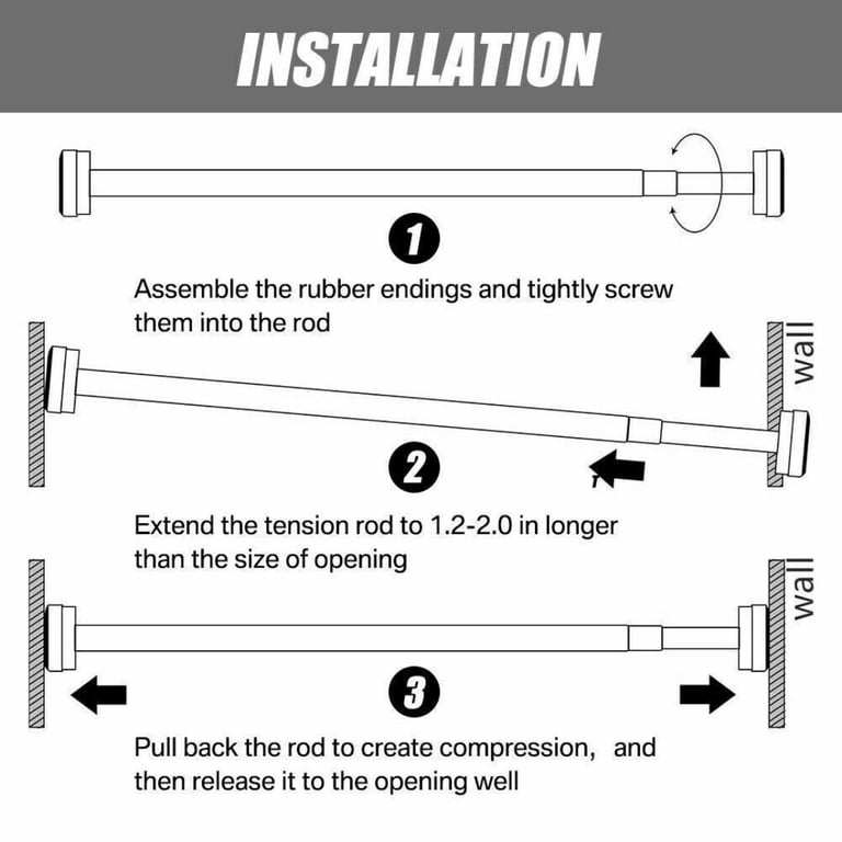 Heavy Duty Telescopic Shower Curtain Pole | No-Drill Spring Tension Rod thumbnail 17