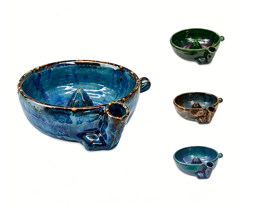 Handmade Ceramic Citrus Juicer Bowl | Artisanal Kitchen Reamer thumbnail 13