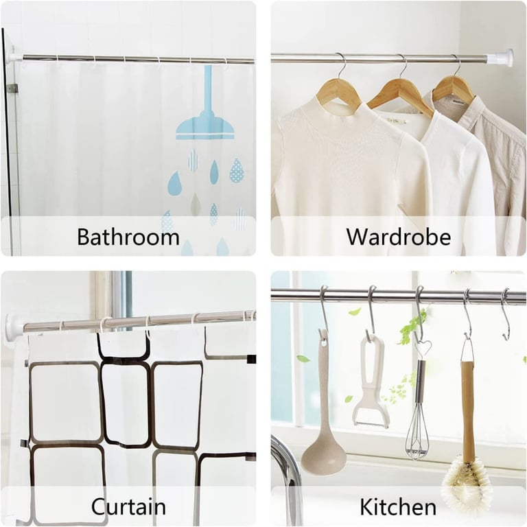 Heavy Duty Telescopic Shower Curtain Pole | No-Drill Spring Tension Rod thumbnail 3