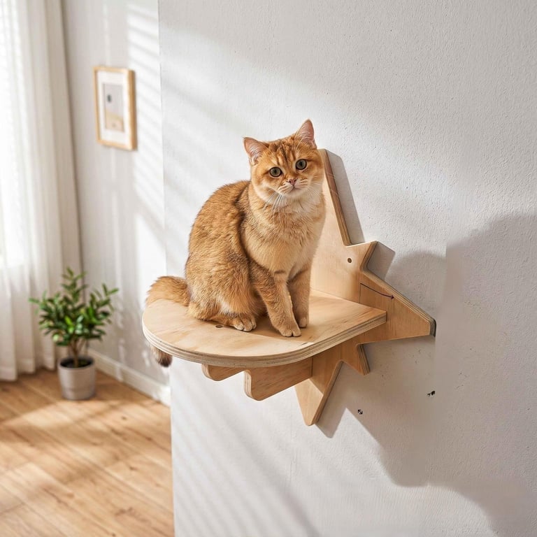 Wooden Star And Moon Hammock Cat Wall Set | Home & Kitchen Pet Furniture thumbnail 1