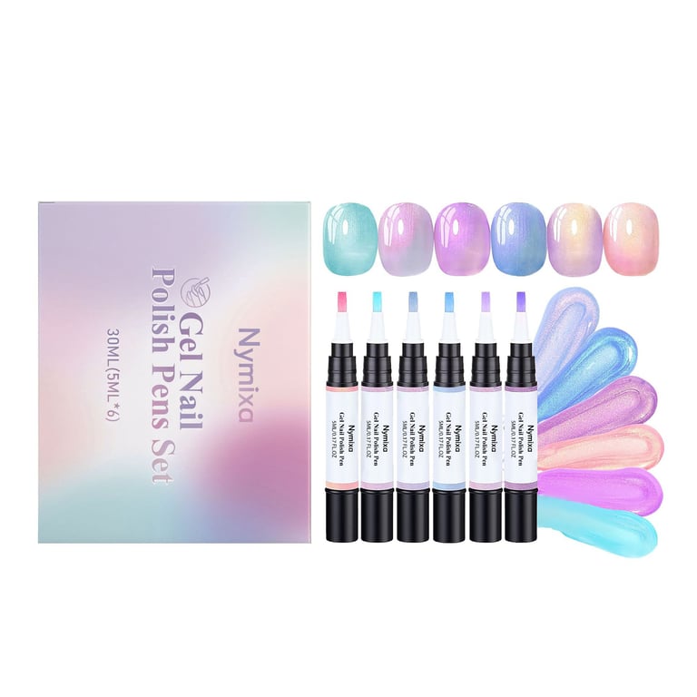 Gel Nail Polish Pens Set | 6 Iridescent Colors, Fast-Drying thumbnail 2
