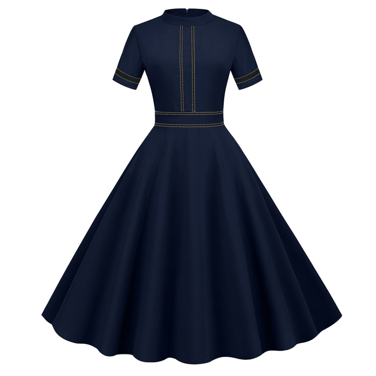 Vintage Stand-Collar Maxi Party Dress | Elegant 1950s Retro Style thumbnail 5