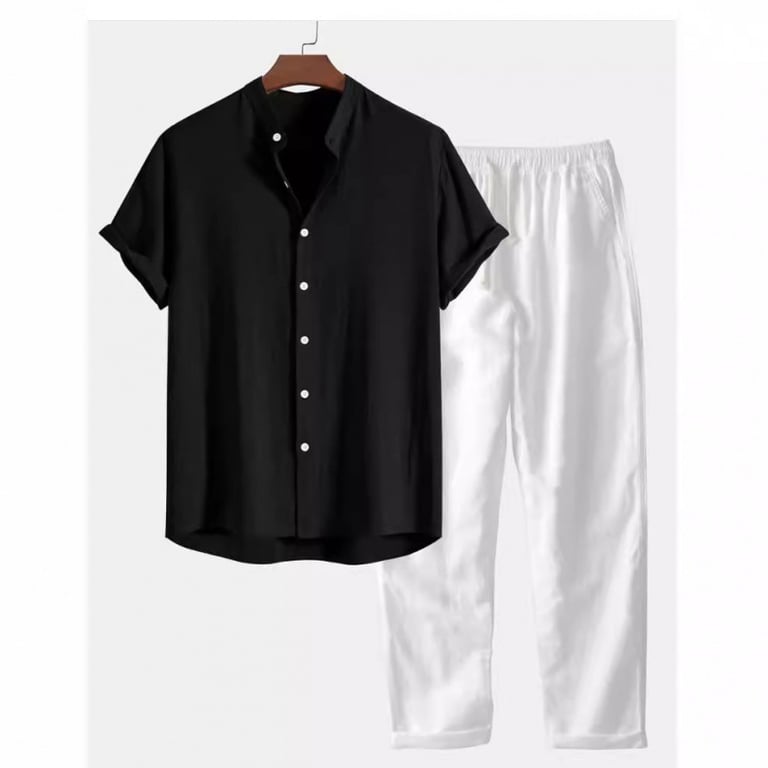 Casual Loose-fit Beach Set | Four-way Stretch Short-sleeve Shirt & Shorts thumbnail 18