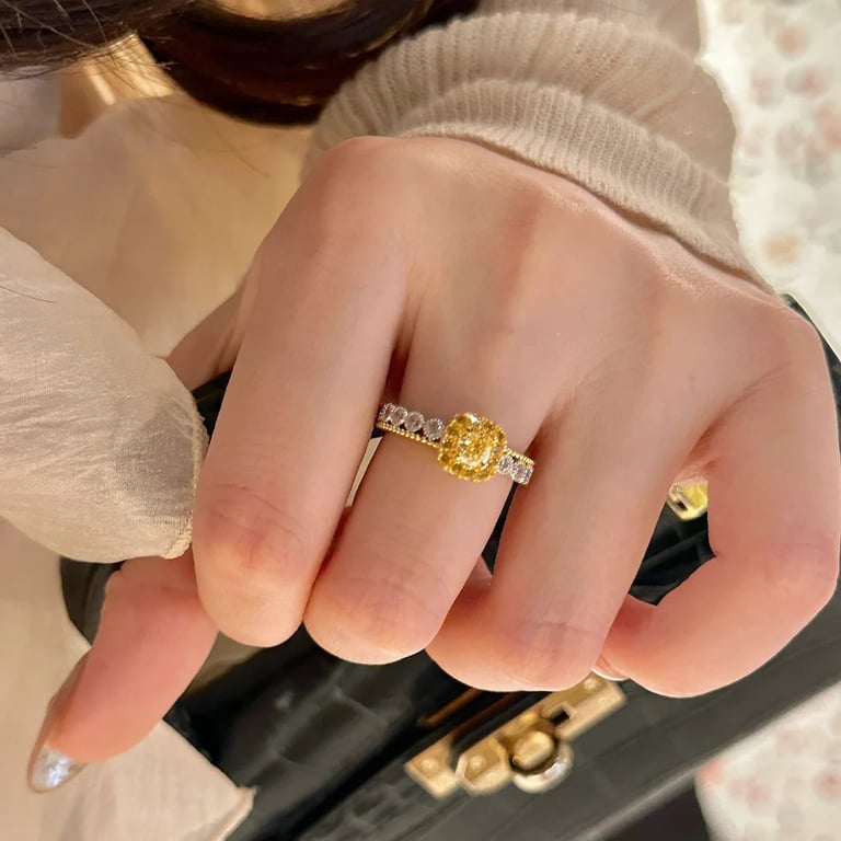 Yellow Diamond Sugar Cube Ring | Luxury Gemstone Statement Jewelry thumbnail 10