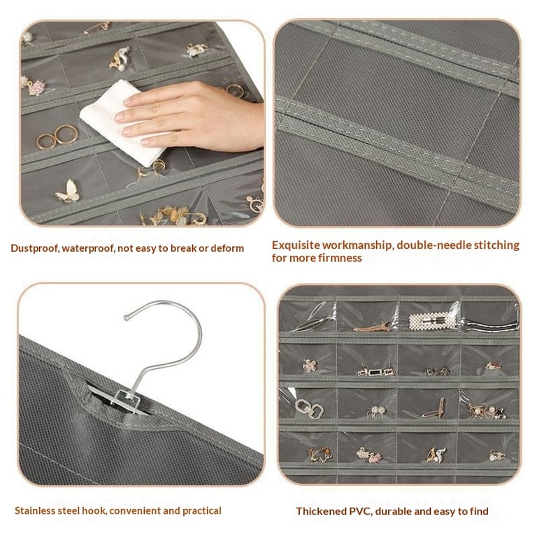 80 Pocket Hanging Jewelry Organizer | Clear Storage Bag thumbnail 5