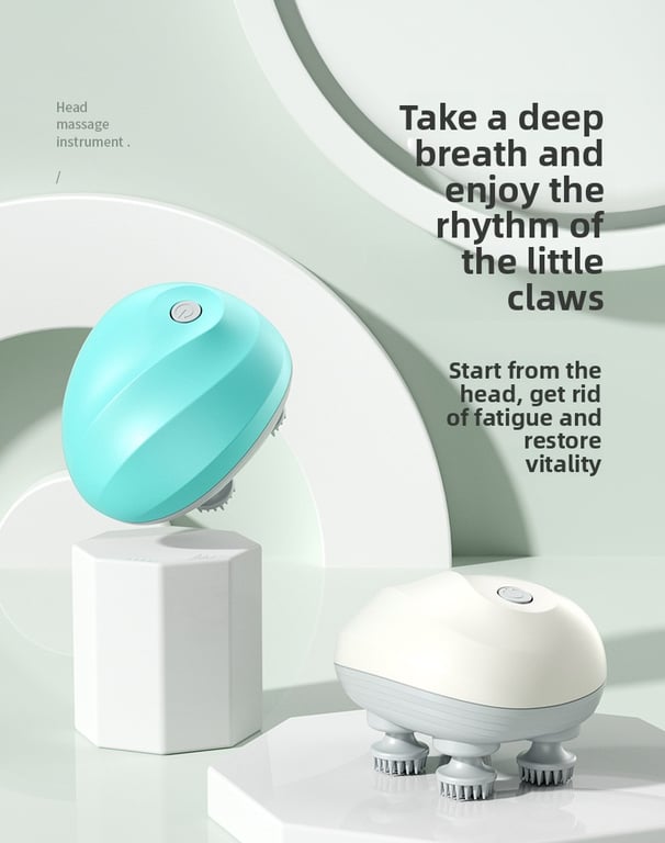 English Mini Octopus Head Massager | Rechargeable Scalp Kneading Device - image 1