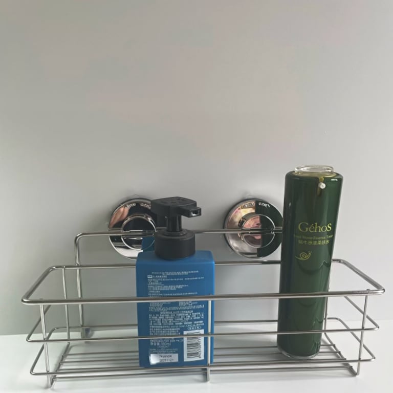 No-Drill Bathroom Shelf Cosmetic Organizer | Adhesive Wall Mount thumbnail 7
