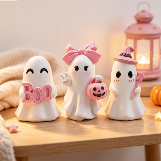 Cute Halloween Ghost Pumpkin Resin Desk Organizer Set | Captain Fam thumbnail 8