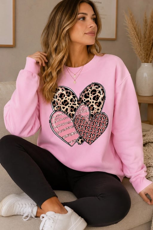 Women's Leopard Print & Bright Heart T-Shirt | Casual Style thumbnail 5