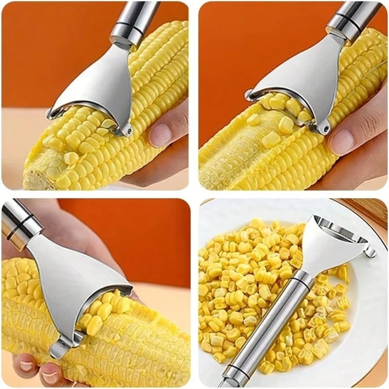3-Piece Stainless Steel Corn Peeler & Stripper Tool Set | Kernel Remover thumbnail 4