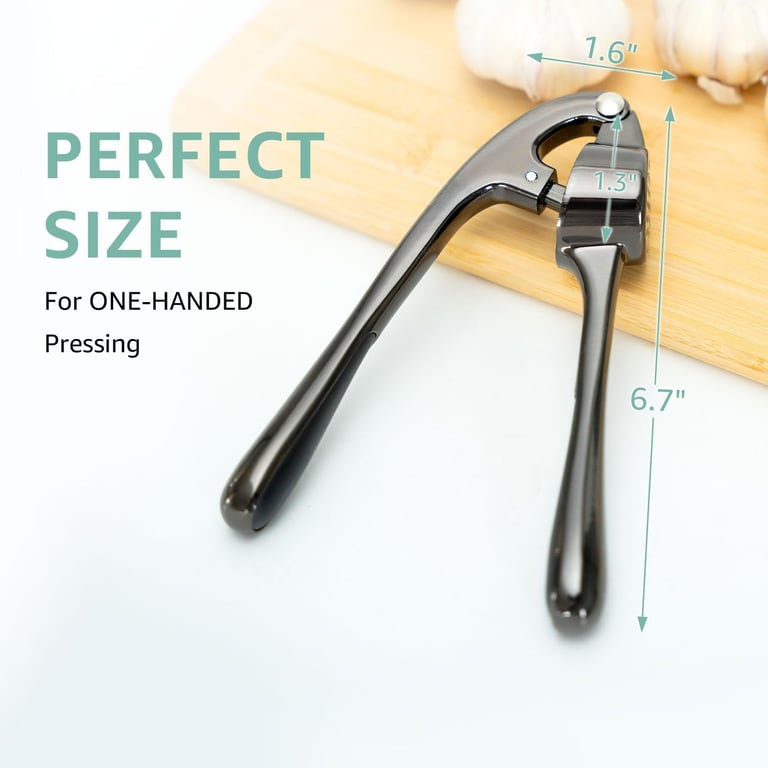 Garlic Press Crusher with Peeler & Cleaning Brush | Zinc Alloy thumbnail 2