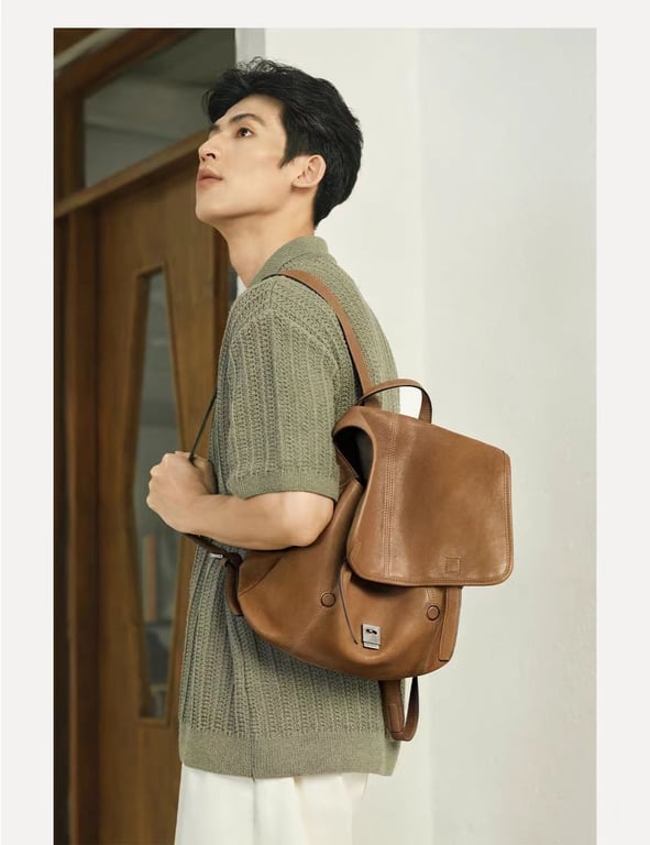 Vegetable-Tanned Leather Messenger Backpack | Convertible Design thumbnail 14