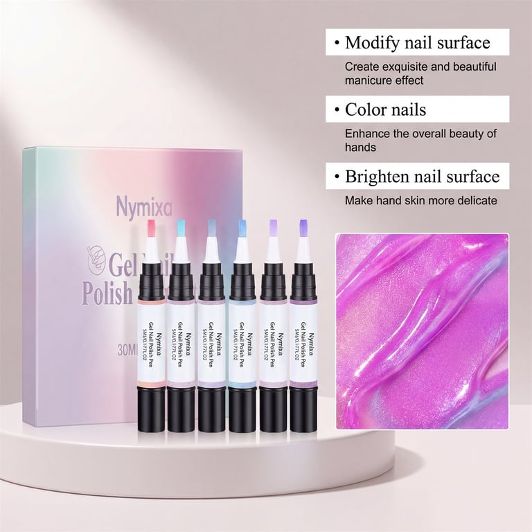 Gel Nail Polish Pens Set | 6 Iridescent Colors, Fast-Drying thumbnail 6