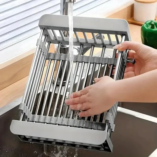 Adjustable Immersion Sink Dish Drying Rack | Stainless Steel Home & Kitchen thumbnail 5