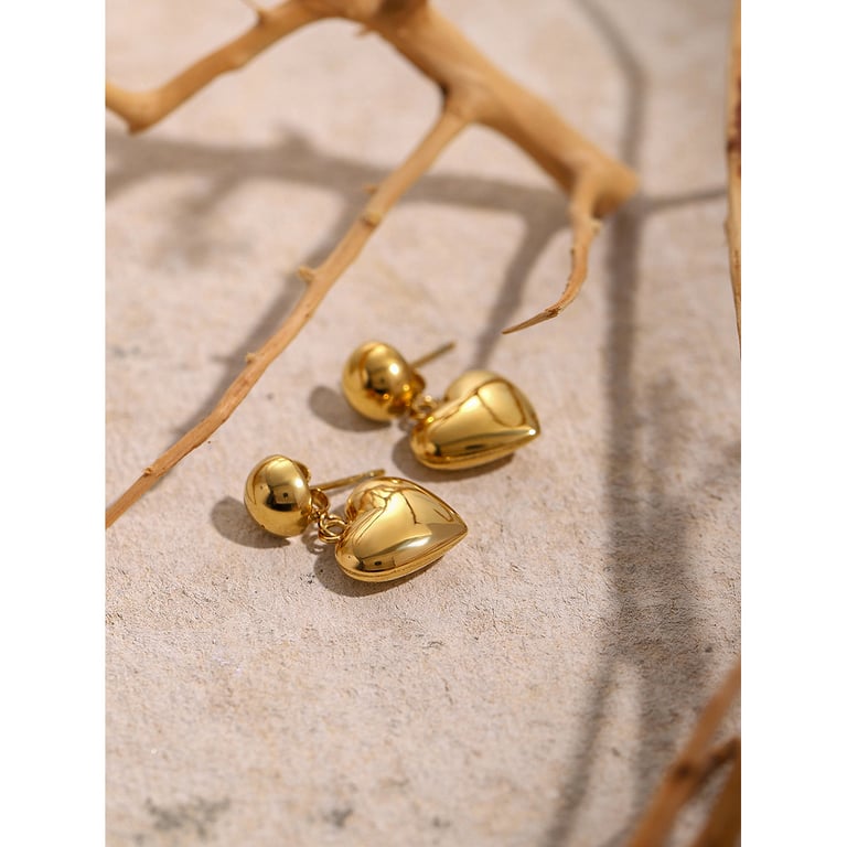 Stainless Steel Heart Stud Earrings for Women | Hypoallergenic thumbnail 7
