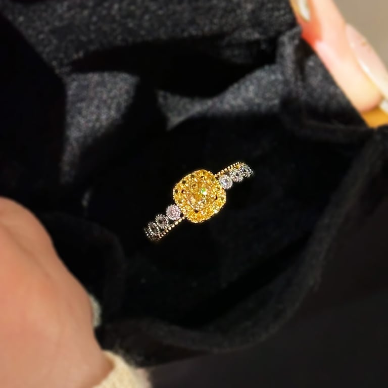 Yellow Diamond Sugar Cube Ring | Luxury Gemstone Statement Jewelry thumbnail 9
