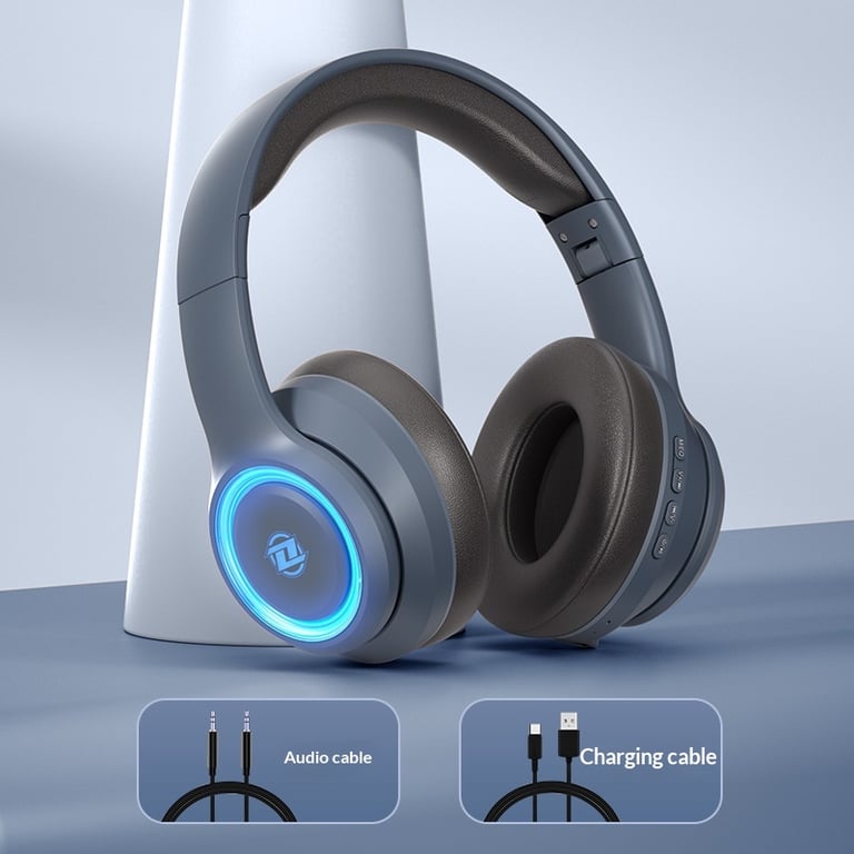Fashionable On-Ear Bluetooth Wireless Headphones with RGB Lighting thumbnail 17