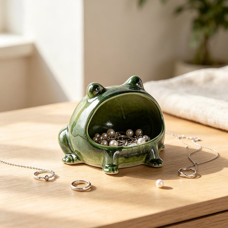 Kitchen Home Table Decorative Ornaments Seasoning Jar | Green Ceramic Frog thumbnail 8